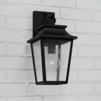 Capital Lighting Chandler 8''w X 16''h 1-light Outdoor Tapered Wall Lantern In Black With Ripple Glass