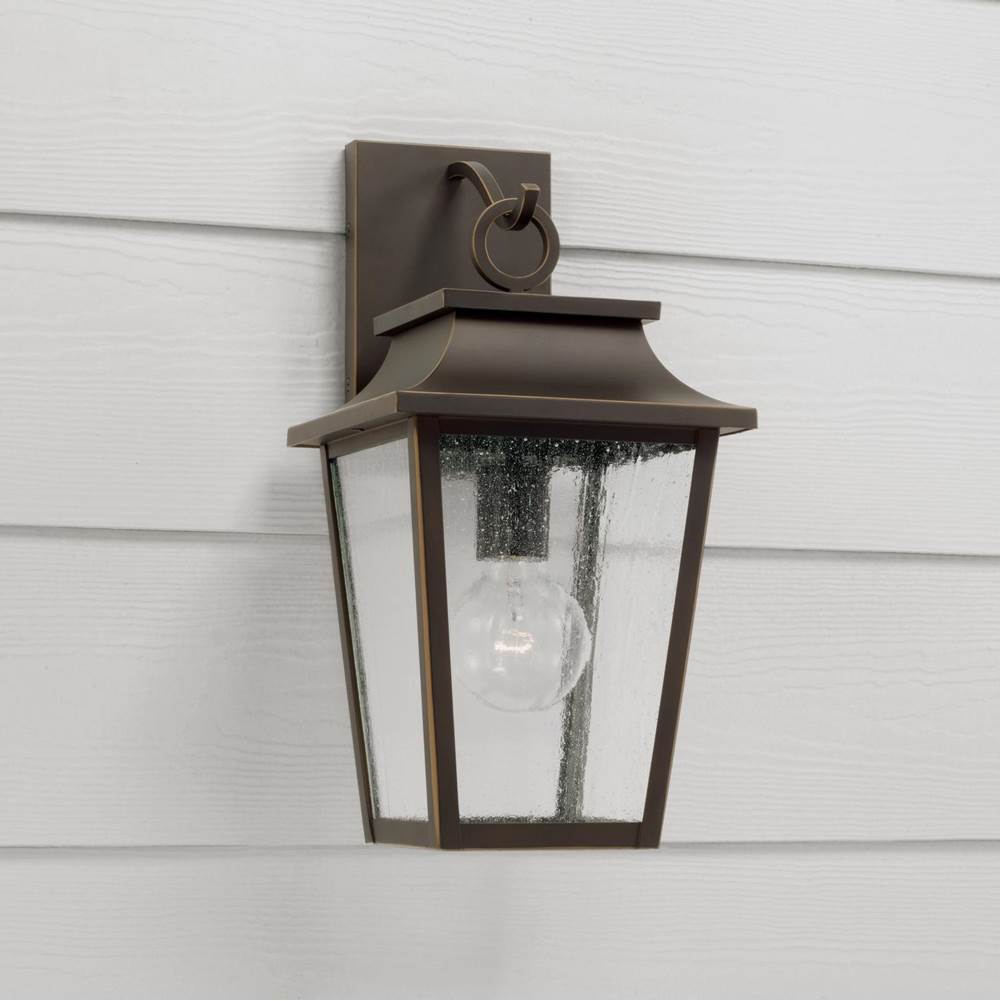 Capital Lighting Chandler 8''w X 16''h 1-light Outdoor Tapered Wall Lantern In Black With Ripple Glass