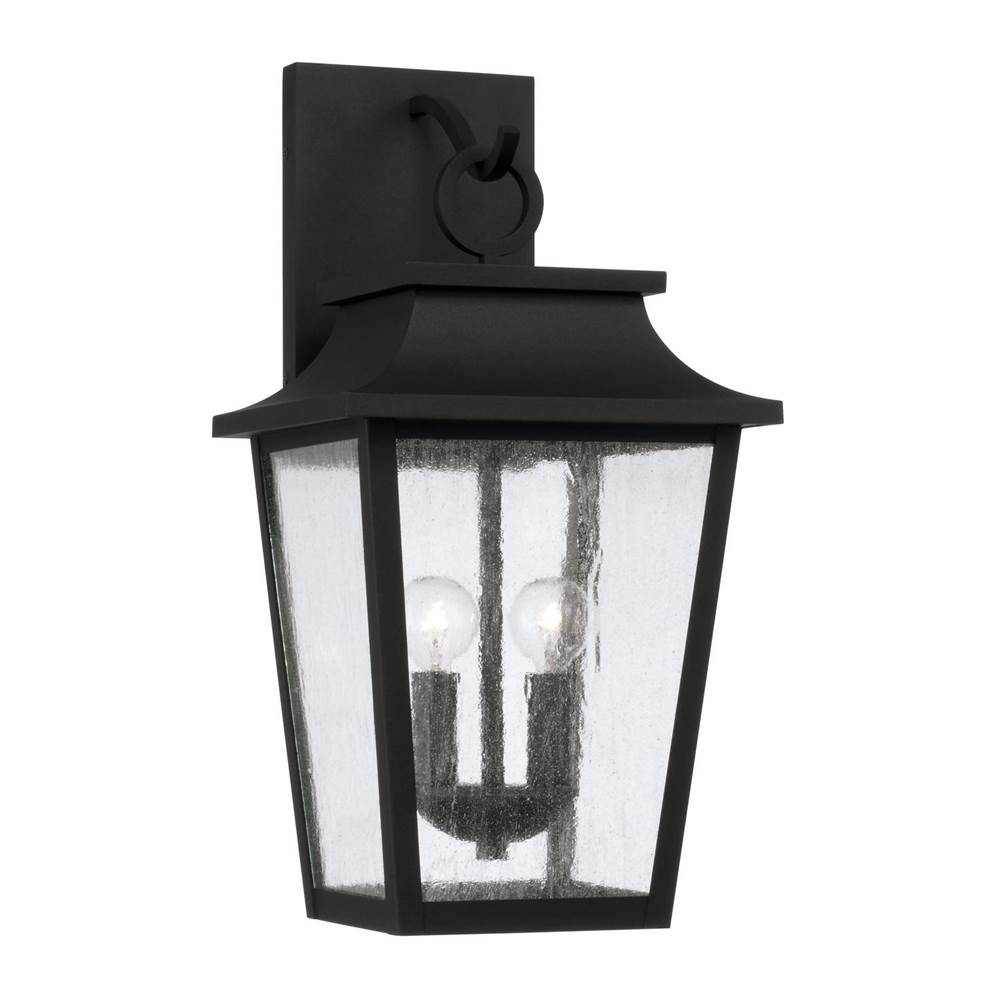 Capital Lighting 953321BK Black 10''w X 20''h 2-light Outdoor Tapered Wall Lantern In Black With Ripple Glass Image 1