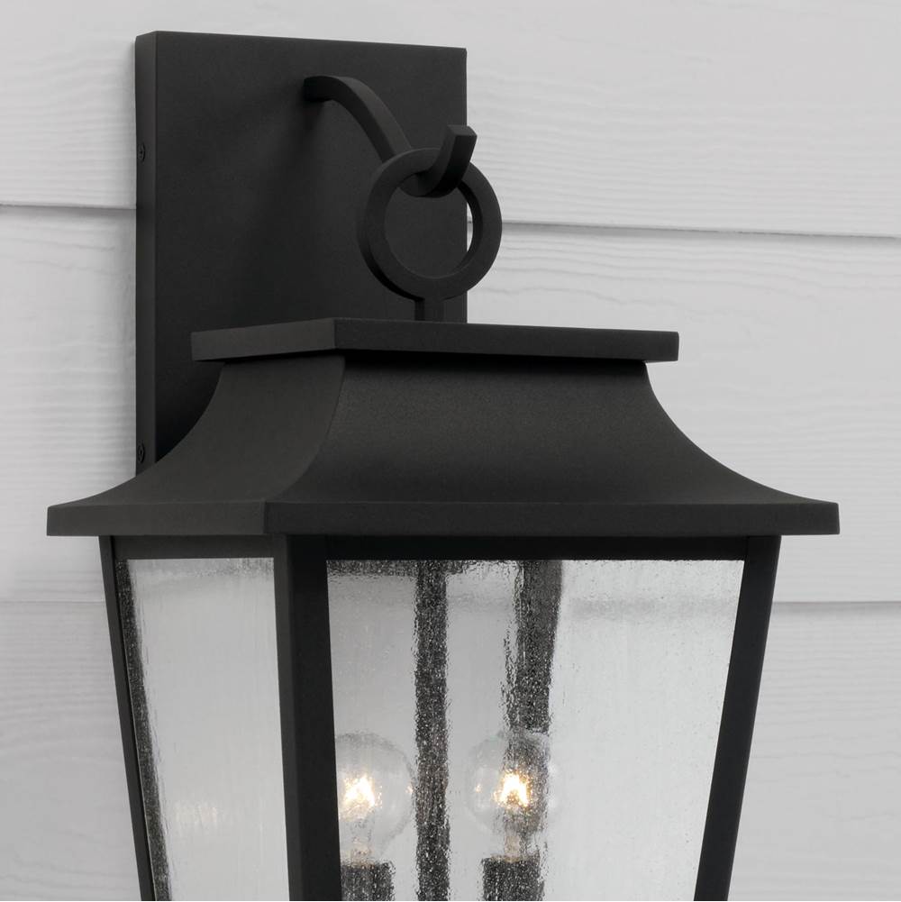 Capital Lighting 953321BK Black 10''w X 20''h 2-light Outdoor Tapered Wall Lantern In Black With Ripple Glass Image 4