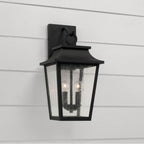 Capital Lighting Chandler 10''w X 20''h 2-light Outdoor Tapered Wall Lantern In Black With Ripple Glass