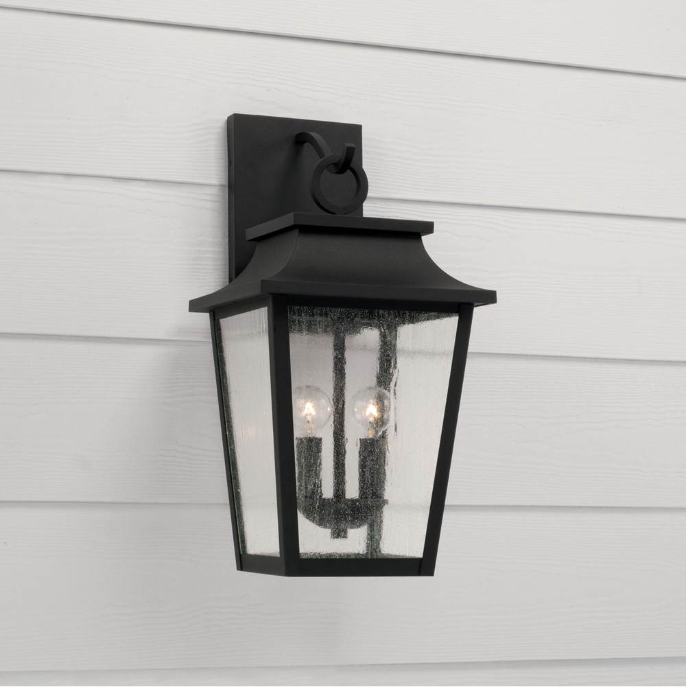 Capital Lighting Chandler 10''w X 20''h 2-light Outdoor Tapered Wall Lantern In Black With Ripple Glass