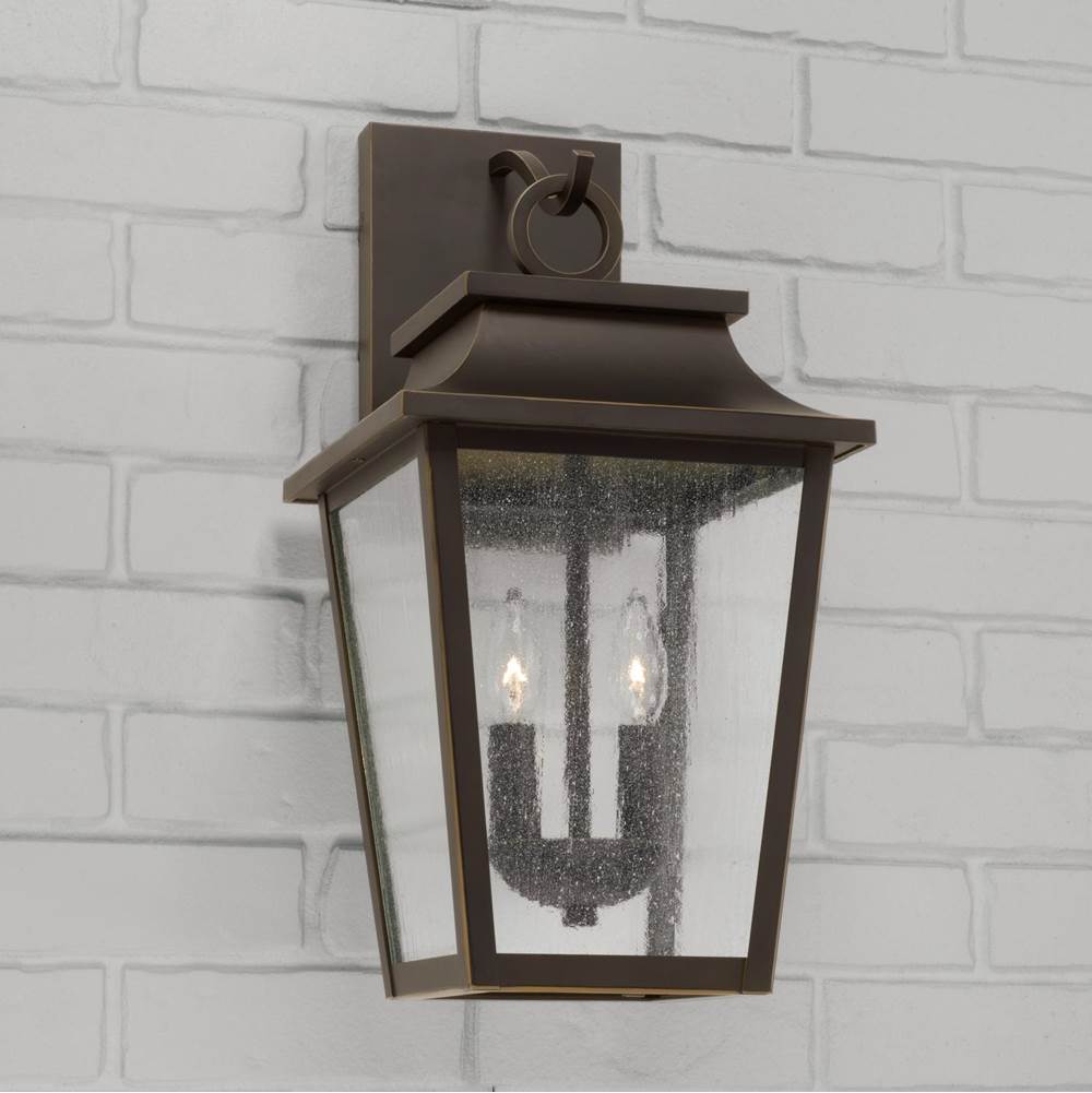 Capital Lighting Chandler 10''w X 20''h 2-light Outdoor Tapered Wall Lantern In Black With Ripple Glass