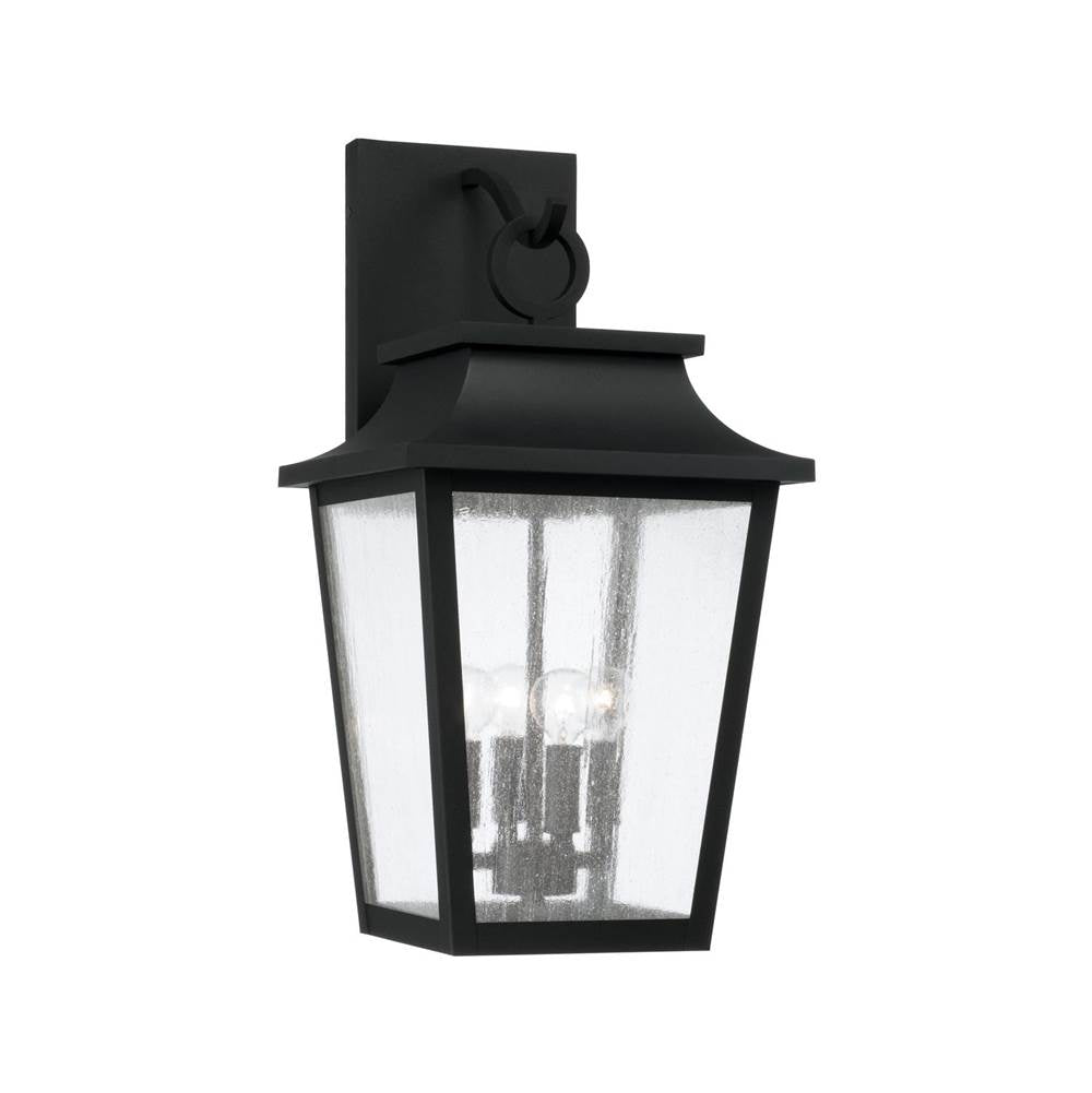 Capital Lighting 953341BK Black 12''w X 24''h 4-light Outdoor Tapered Wall Lantern In Black With Ripple Glass Image 1