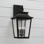 Capital Lighting 953341BK Black 12''w X 24''h 4-light Outdoor Tapered Wall Lantern In Black With Ripple Glass Image 5