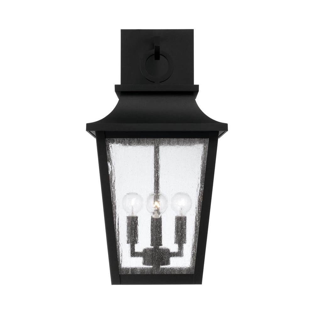 Capital Lighting 953341BK Black 12''w X 24''h 4-light Outdoor Tapered Wall Lantern In Black With Ripple Glass Image 3