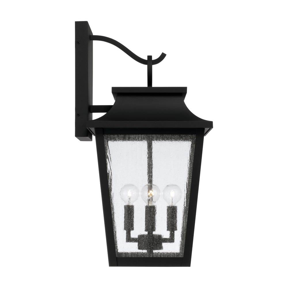 Capital Lighting 953341BK Black 12''w X 24''h 4-light Outdoor Tapered Wall Lantern In Black With Ripple Glass Image 2