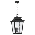 Capital Lighting 953344BK Black 12''w X 21''h 4-light Outdoor Tapered Hanging Lantern In Black With Ripple Glass Image 1