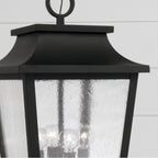 Capital Lighting 953344BK Black 12''w X 21''h 4-light Outdoor Tapered Hanging Lantern In Black With Ripple Glass Image 2