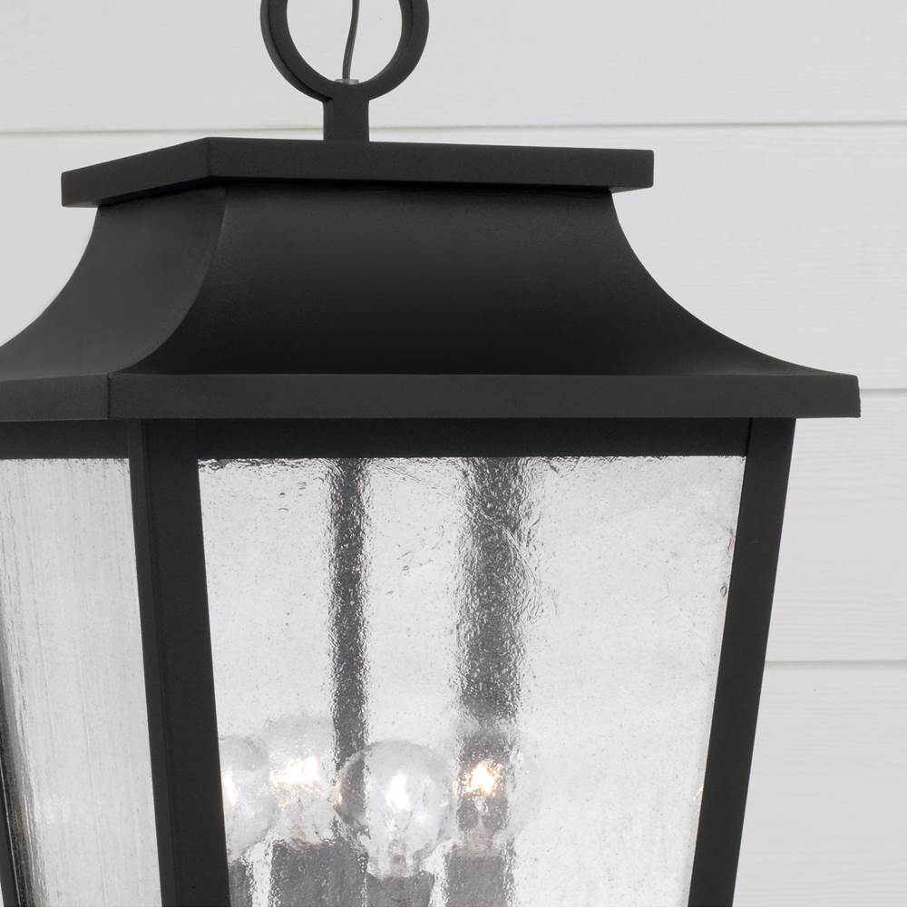 Capital Lighting 953344BK Black 12''w X 21''h 4-light Outdoor Tapered Hanging Lantern In Black With Ripple Glass Image 2