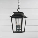 Capital Lighting 953344BK Black 12''w X 21''h 4-light Outdoor Tapered Hanging Lantern In Black With Ripple Glass Image 3