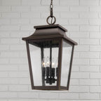 Capital Lighting Chandler 12''w X 21''h 4-light Outdoor Tapered Hanging Lantern In Black With Ripple Glass