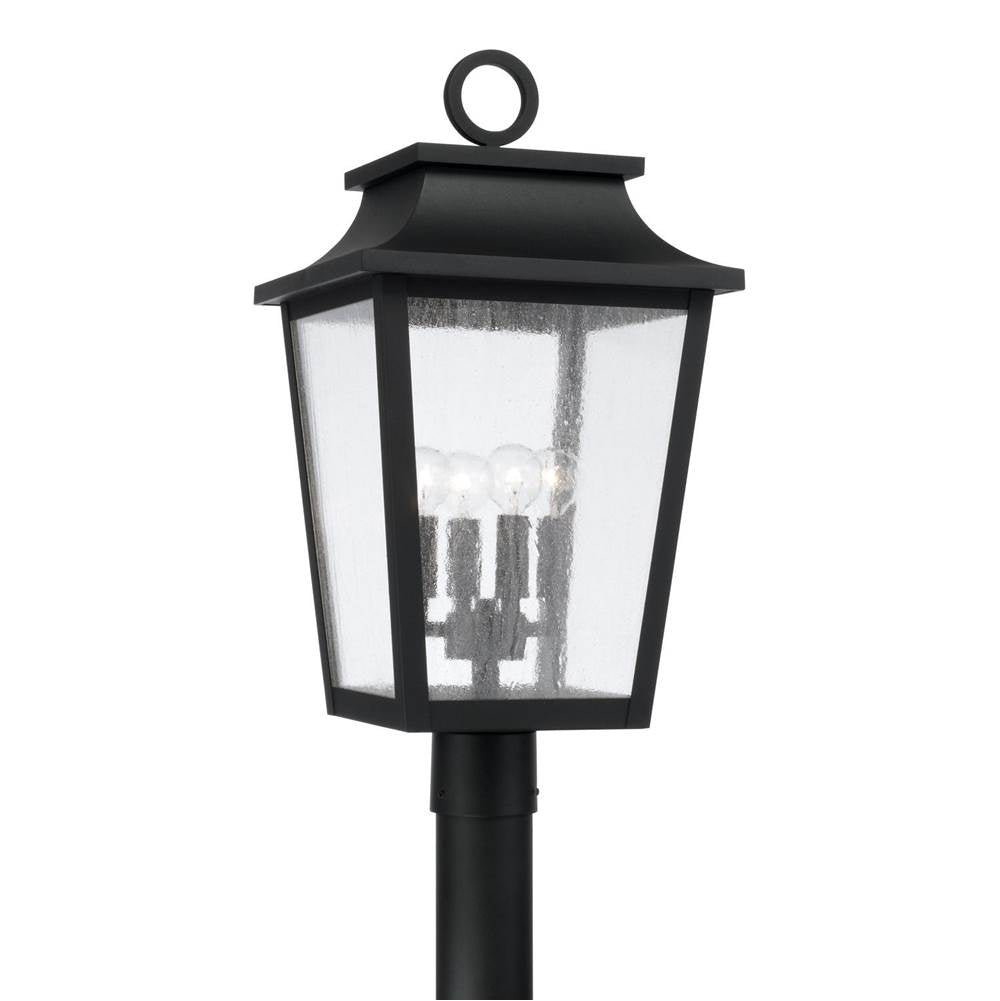 Capital Lighting 953345BK Black 12''w X 23.75''h 4-light Outdoor Tapered Post Lantern In Black With Ripple Glass Image 1