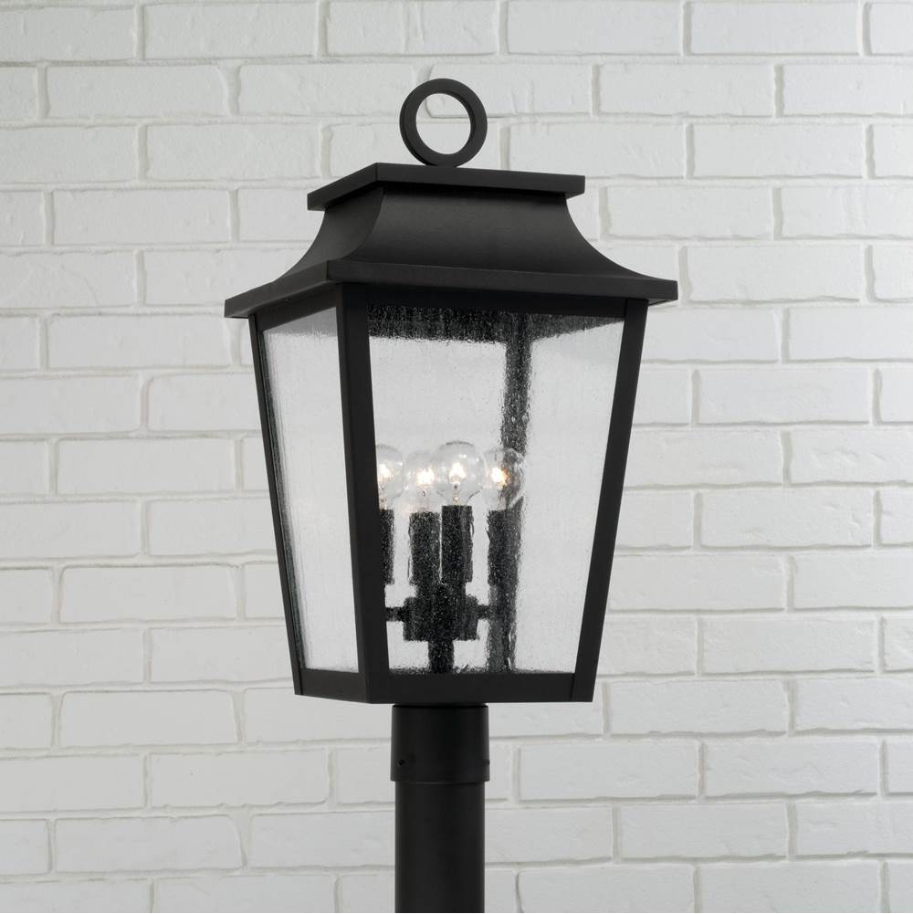 Capital Lighting Chandler 12''w X 23.75''h 4-light Outdoor Tapered Post Lantern In Black With Ripple Glass