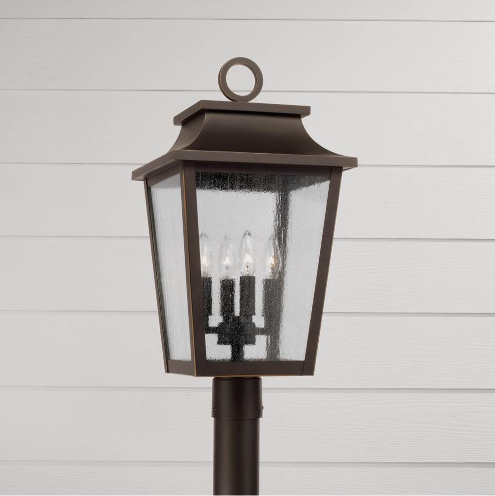 Capital Lighting Chandler 12''w X 23.75''h 4-light Outdoor Tapered Post Lantern In Black With Ripple Glass