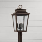 Capital Lighting Chandler 12''w X 23.75''h 4-light Outdoor Tapered Post Lantern In Black With Ripple Glass