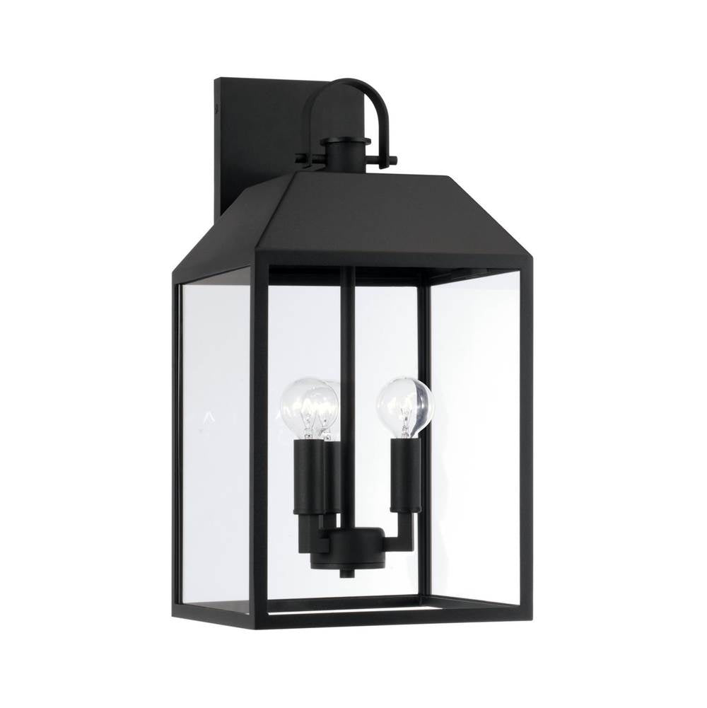 Capital Lighting 953432BK Black 9.50''w X 19.25''h 3-light Outdoor Square Rectangle Wall Lantern In Black With Clear Glass Image 1