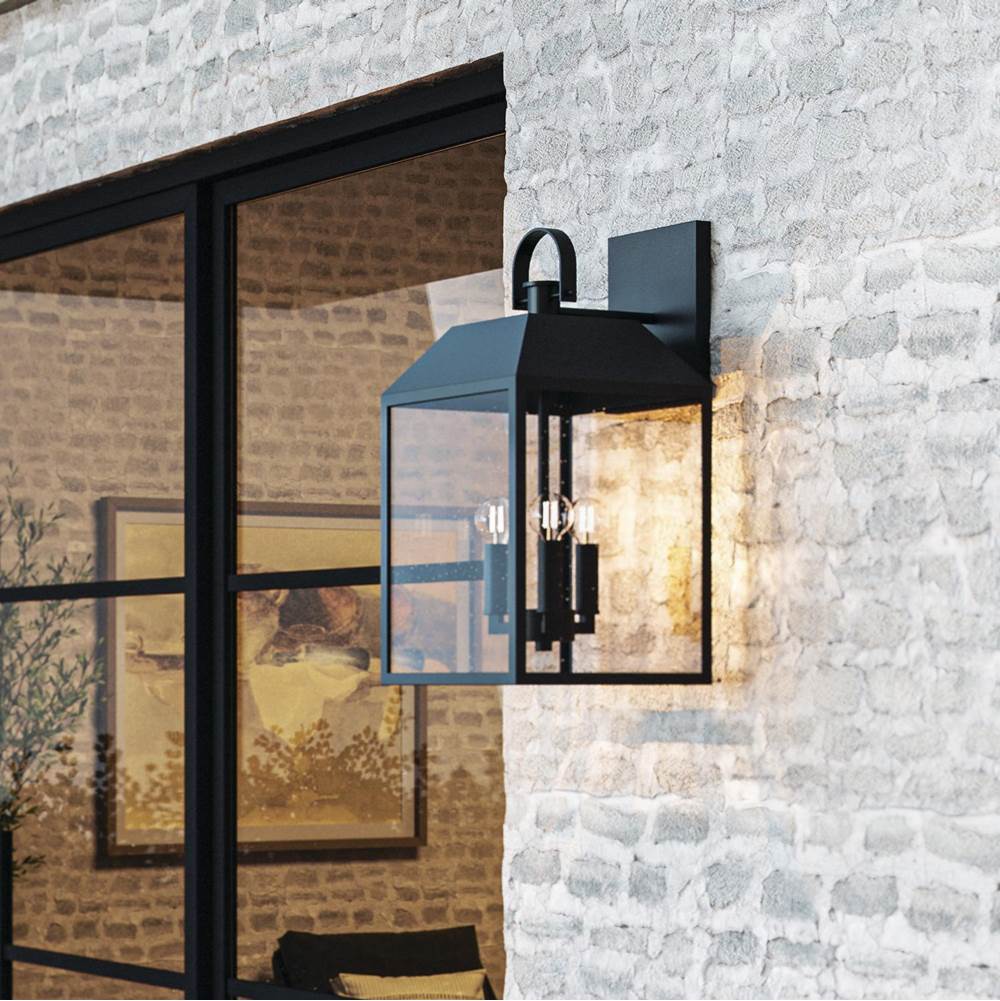 Capital Lighting Nelson 9.50''w X 19.25''h 3-light Outdoor Square Rectangle Wall Lantern In Black With Clear Glass
