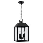 Capital Lighting 953434BK Black 9.50''w X 19.50''h 3-light Outdoor Square Rectangle Hanging Lantern In Black With Clear Glass Image 1