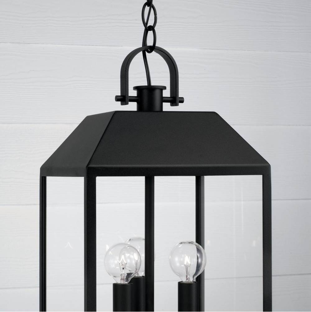 Capital Lighting 953434BK Black 9.50''w X 19.50''h 3-light Outdoor Square Rectangle Hanging Lantern In Black With Clear Glass Image 3