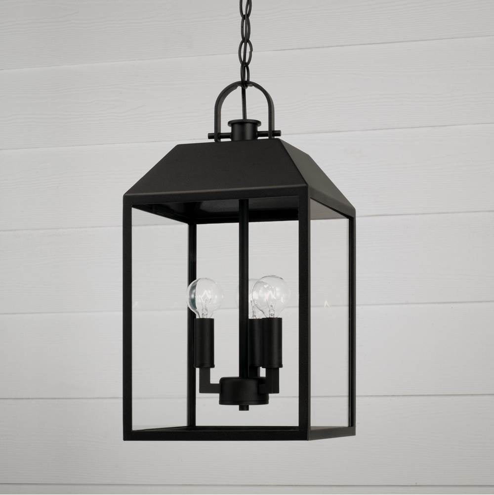 Capital Lighting Nelson 9.50''w X 19.50''h 3-light Outdoor Square Rectangle Hanging Lantern In Black With Clear Glass