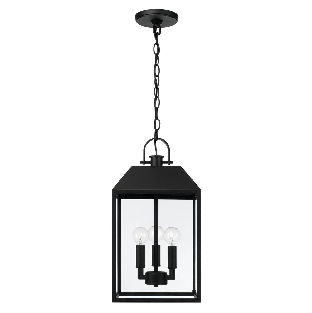Capital Lighting 953434BK Black 9.50''w X 19.50''h 3-light Outdoor Square Rectangle Hanging Lantern In Black With Clear Glass Image 2