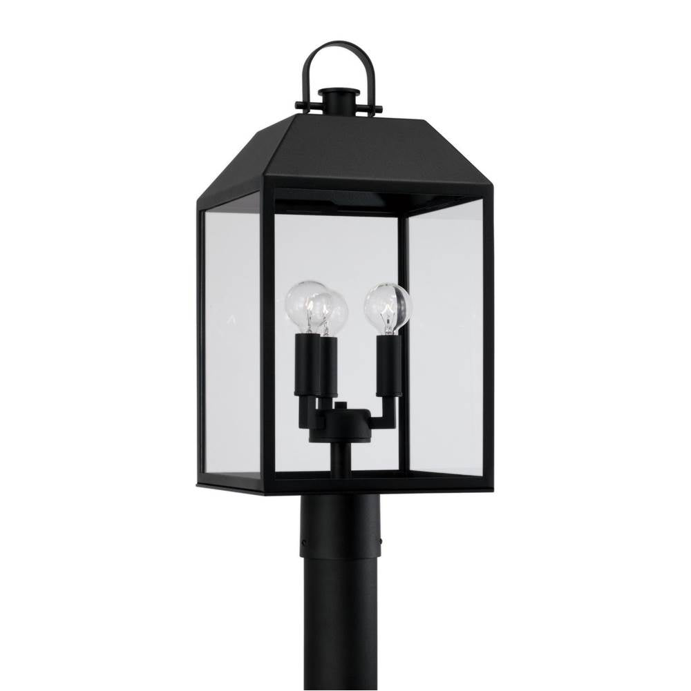Capital Lighting 953435BK Black 9.50''w X 21.50''h 3-light Outdoor Square Rectangle Post Lantern In Black With Clear Glass Image 1