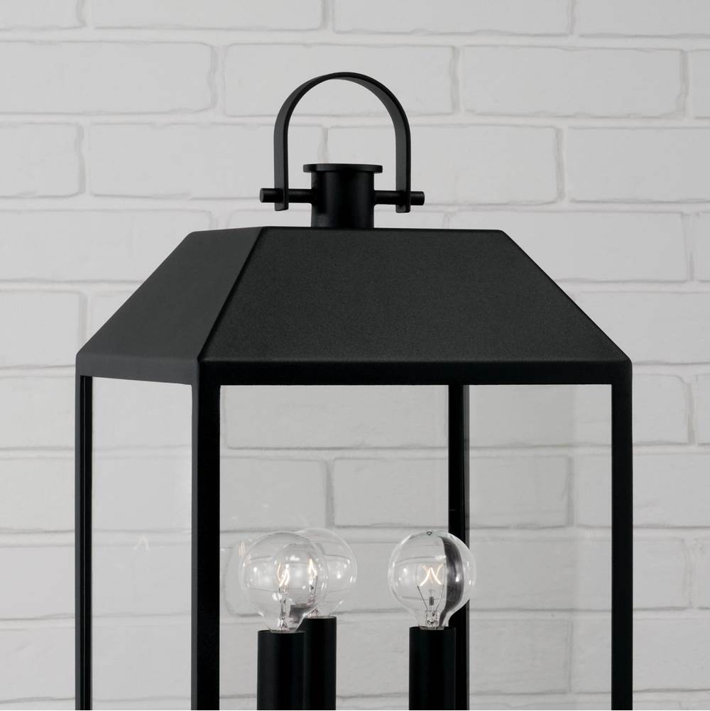 Capital Lighting 953435BK Black 9.50''w X 21.50''h 3-light Outdoor Square Rectangle Post Lantern In Black With Clear Glass Image 3