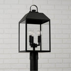 Capital Lighting Nelson 9.50''w X 21.50''h 3-light Outdoor Square Rectangle Post Lantern In Black With Clear Glass
