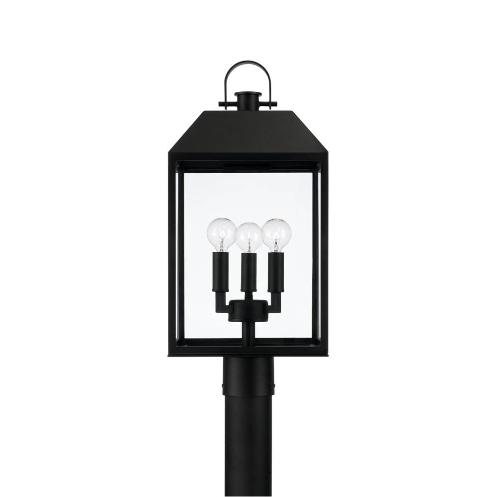 Capital Lighting 953435BK Black 9.50''w X 21.50''h 3-light Outdoor Square Rectangle Post Lantern In Black With Clear Glass Image 2
