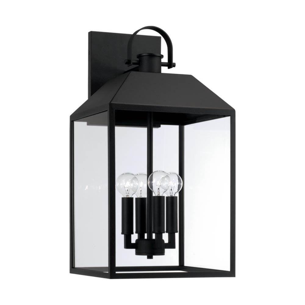 Capital Lighting 953443BK Black 11.25''w X 22''h 4-light Outdoor Square Rectangle Wall Lantern In Black With Clear Glass Image 1