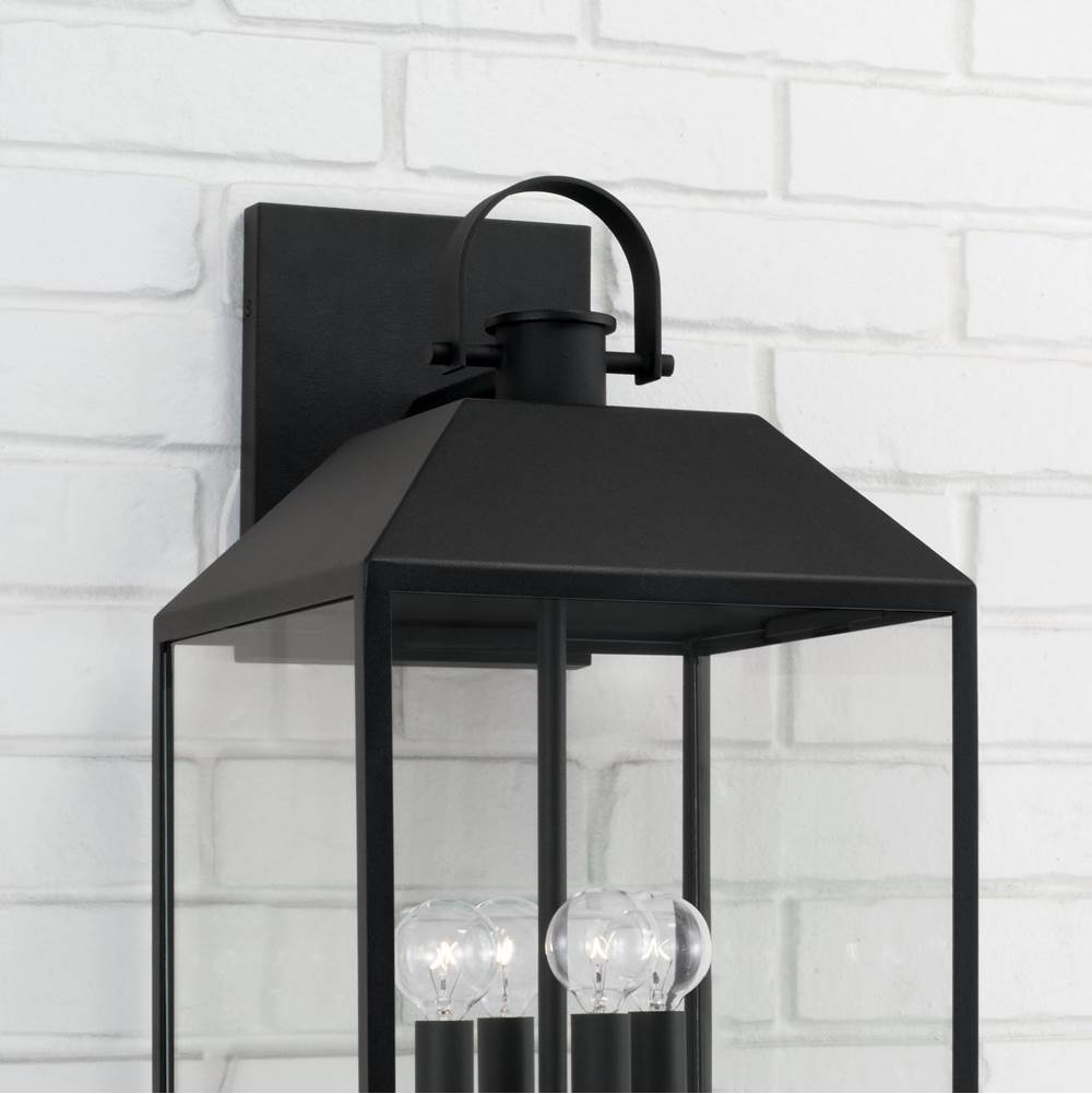 Capital Lighting 953443BK Black 11.25''w X 22''h 4-light Outdoor Square Rectangle Wall Lantern In Black With Clear Glass Image 4