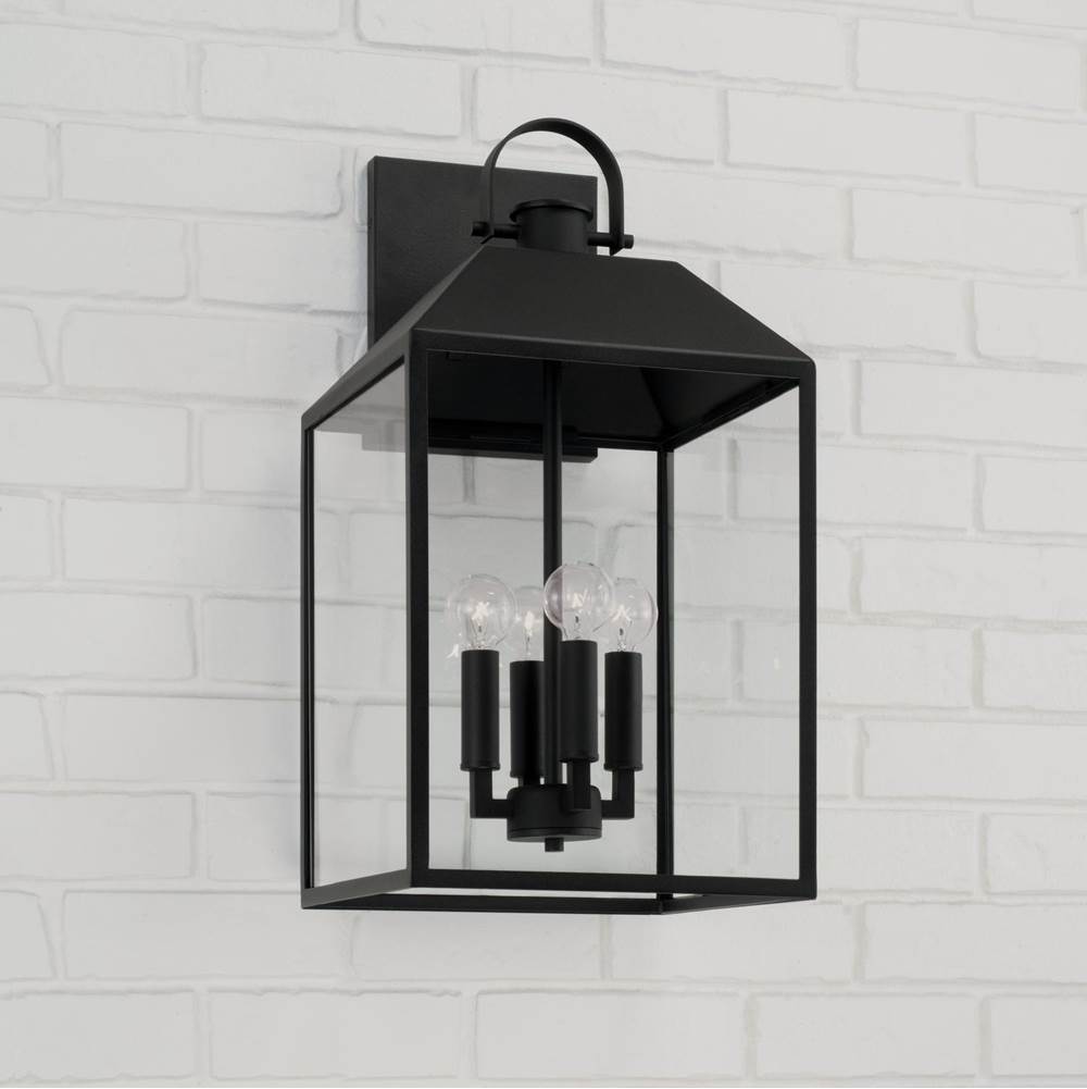 Capital Lighting Nelson 11.25''w X 22''h 4-light Outdoor Square Rectangle Wall Lantern In Black With Clear Glass