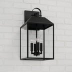 Capital Lighting Nelson 11.25''w X 22''h 4-light Outdoor Square Rectangle Wall Lantern In Black With Clear Glass