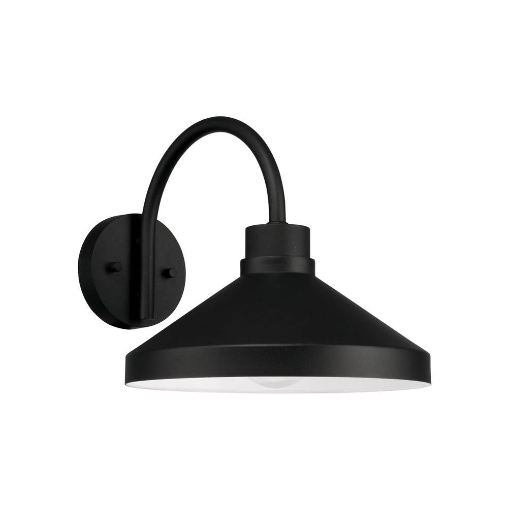 Capital Lighting 953511BK Black 11.25''w X 10.50''h 1-light Outdoor Cone Wall Lantern Barn Light In Black With White Interior Image 1