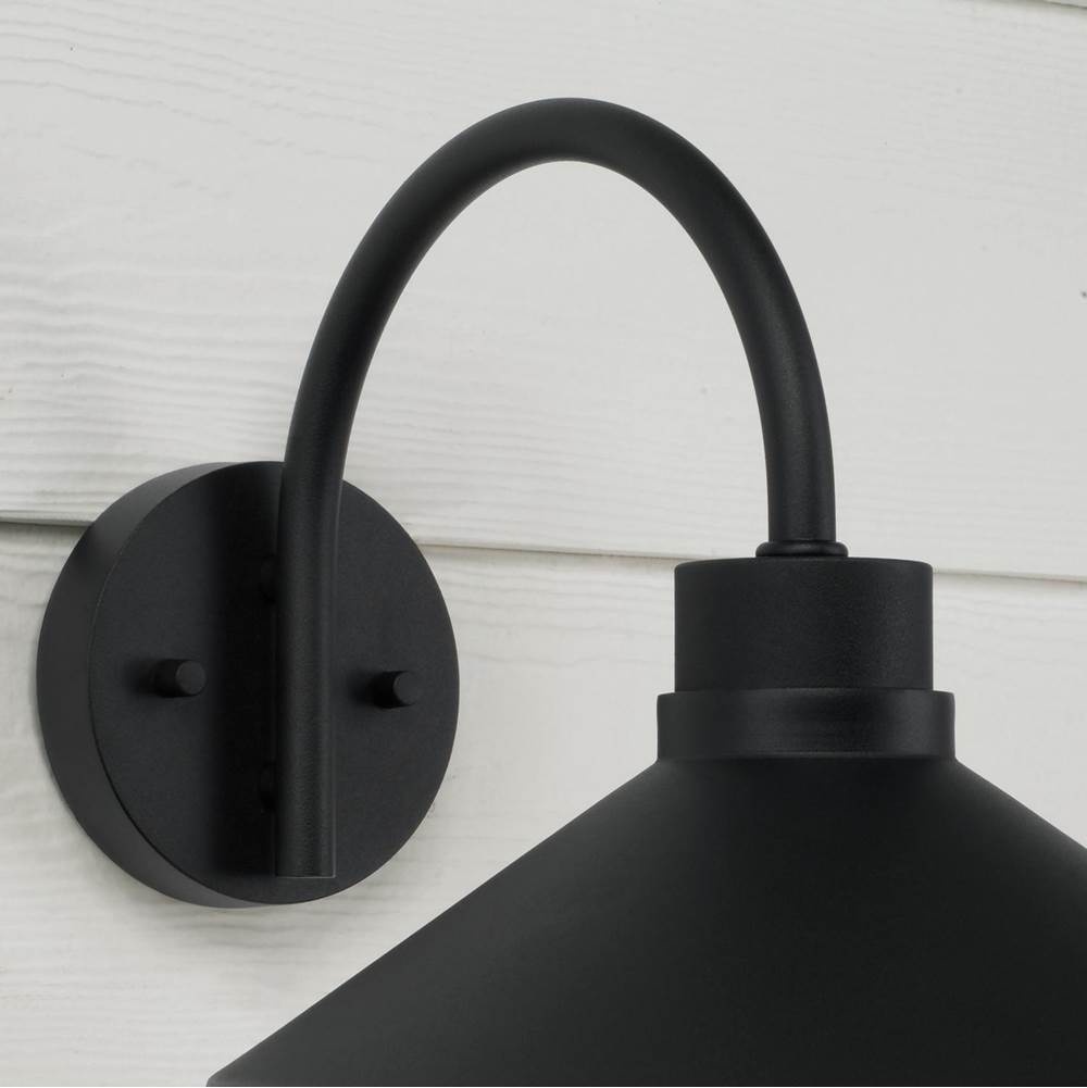 Capital Lighting 953511BK Black 11.25''w X 10.50''h 1-light Outdoor Cone Wall Lantern Barn Light In Black With White Interior Image 4