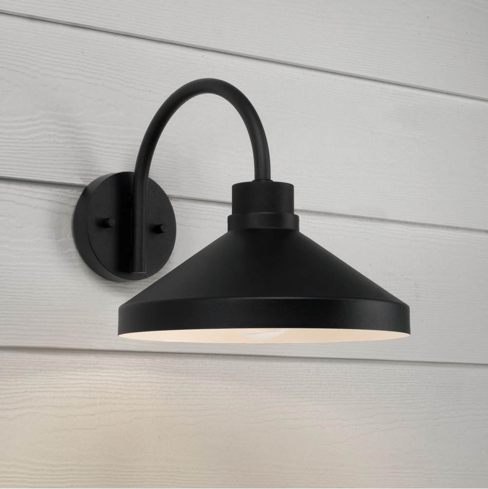 Capital Lighting Lofton 11.25''w X 10.50''h 1-light Outdoor Cone Wall Lantern Barn Light In Black With White Interior