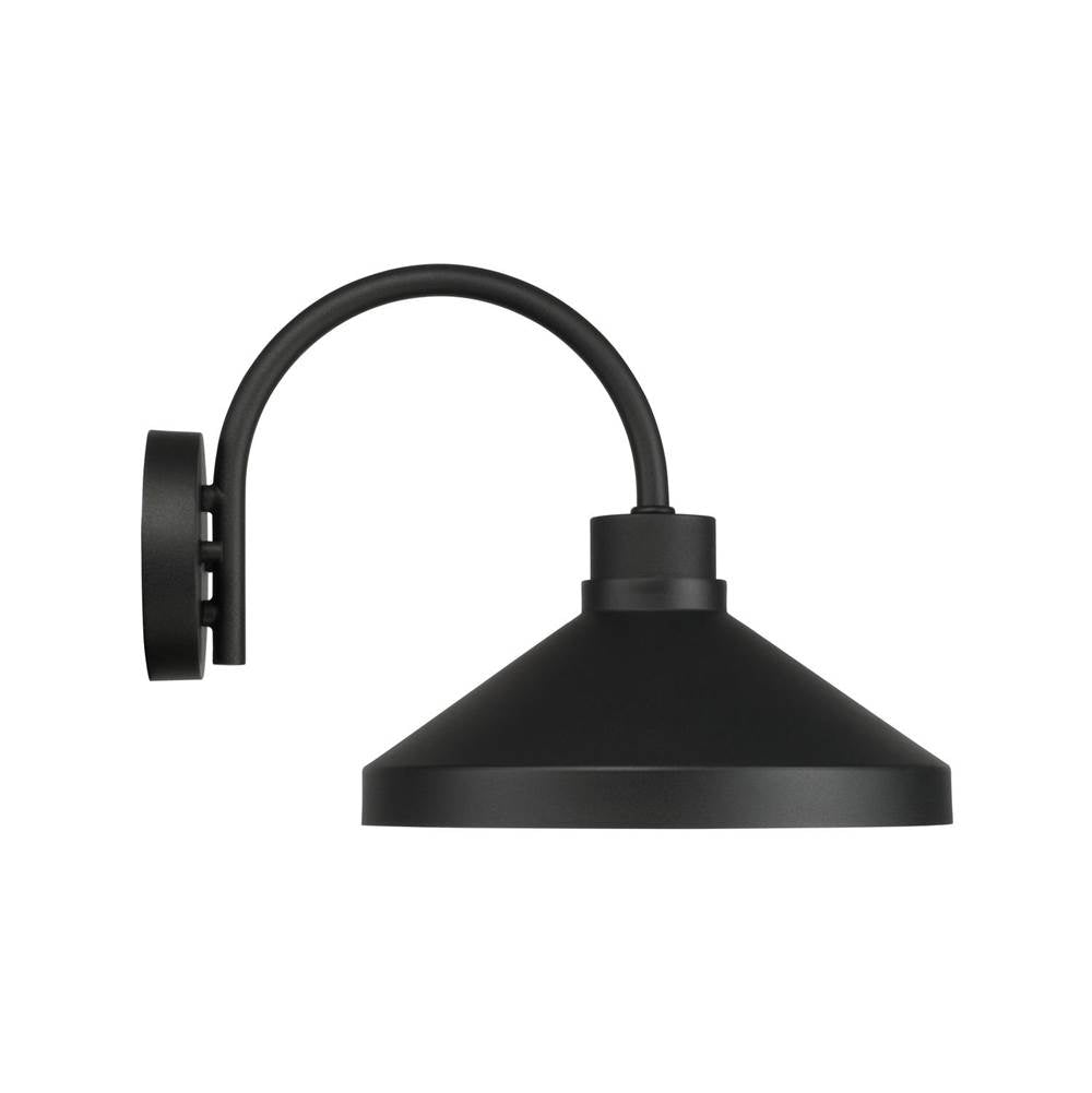 Capital Lighting 953511BK Black 11.25''w X 10.50''h 1-light Outdoor Cone Wall Lantern Barn Light In Black With White Interior Image 2