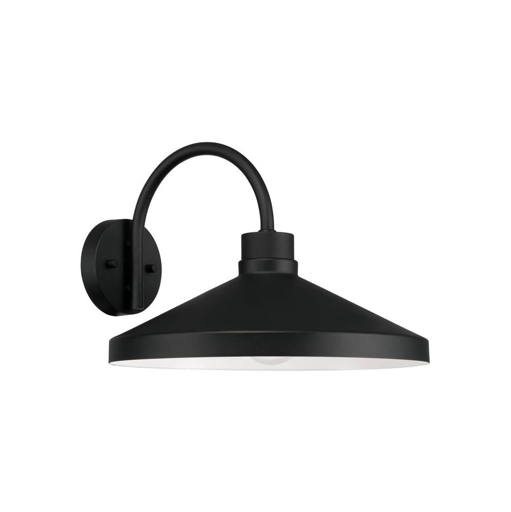 Capital Lighting 953512BK Black 14.25''w X 10.50''h 1-light Outdoor Cone Wall Lantern Barn Light In Black With White Interior Image 1