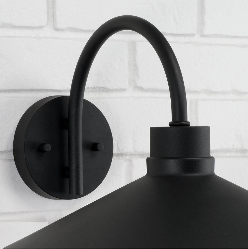 Capital Lighting 953512BK Black 14.25''w X 10.50''h 1-light Outdoor Cone Wall Lantern Barn Light In Black With White Interior Image 4