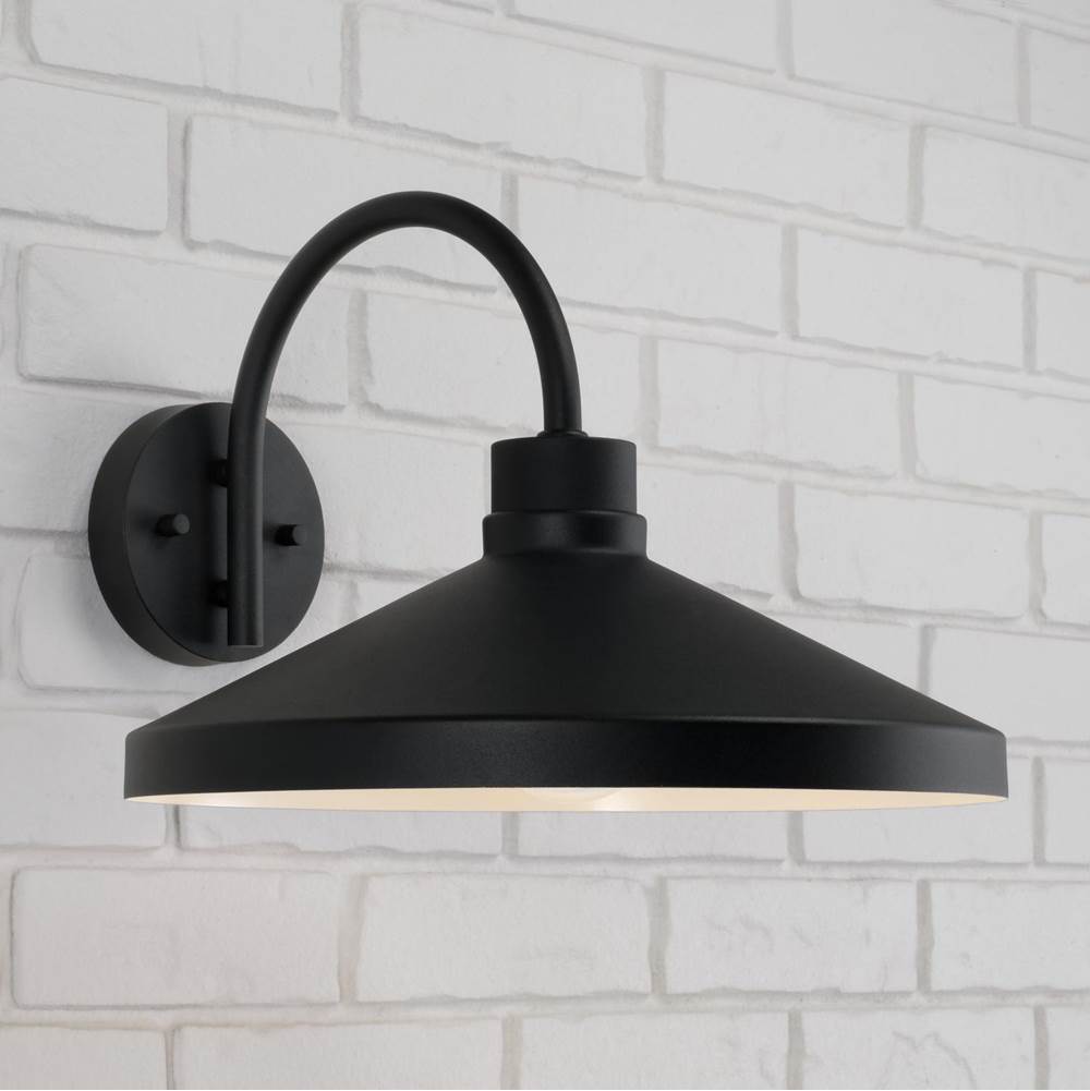 Capital Lighting 953512BK Black 14.25''w X 10.50''h 1-light Outdoor Cone Wall Lantern Barn Light In Black With White Interior Image 5