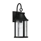 Capital Lighting 953611BK Black 7.50''w X 19''h 1-light Outdoor Cylindrical Wall Lantern In Black With Seeded Glass Image 1