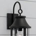Capital Lighting 953611BK Black 7.50''w X 19''h 1-light Outdoor Cylindrical Wall Lantern In Black With Seeded Glass Image 4