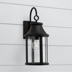 Capital Lighting Bridger 7.50''w X 19''h 1-light Outdoor Cylindrical Wall Lantern In Black With Seeded Glass