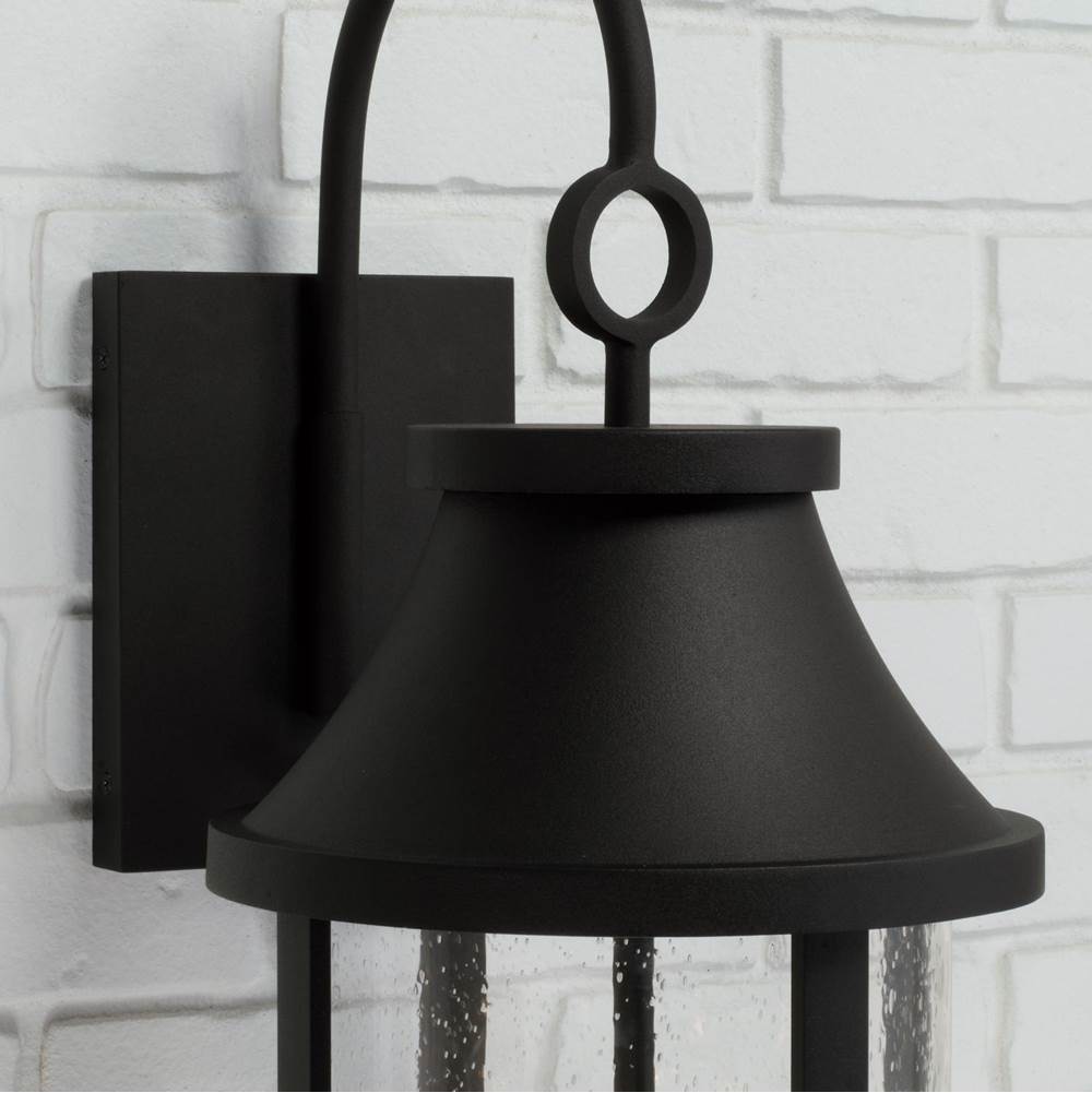 Capital Lighting 953631BK Black 9.75''w X 24.50''h 3-light Outdoor Cylindrical Wall Lantern In Black With Seeded Glass Image 4