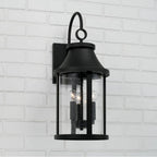 Capital Lighting Bridger 9.75''w X 24.50''h 3-light Outdoor Cylindrical Wall Lantern In Black With Seeded Glass