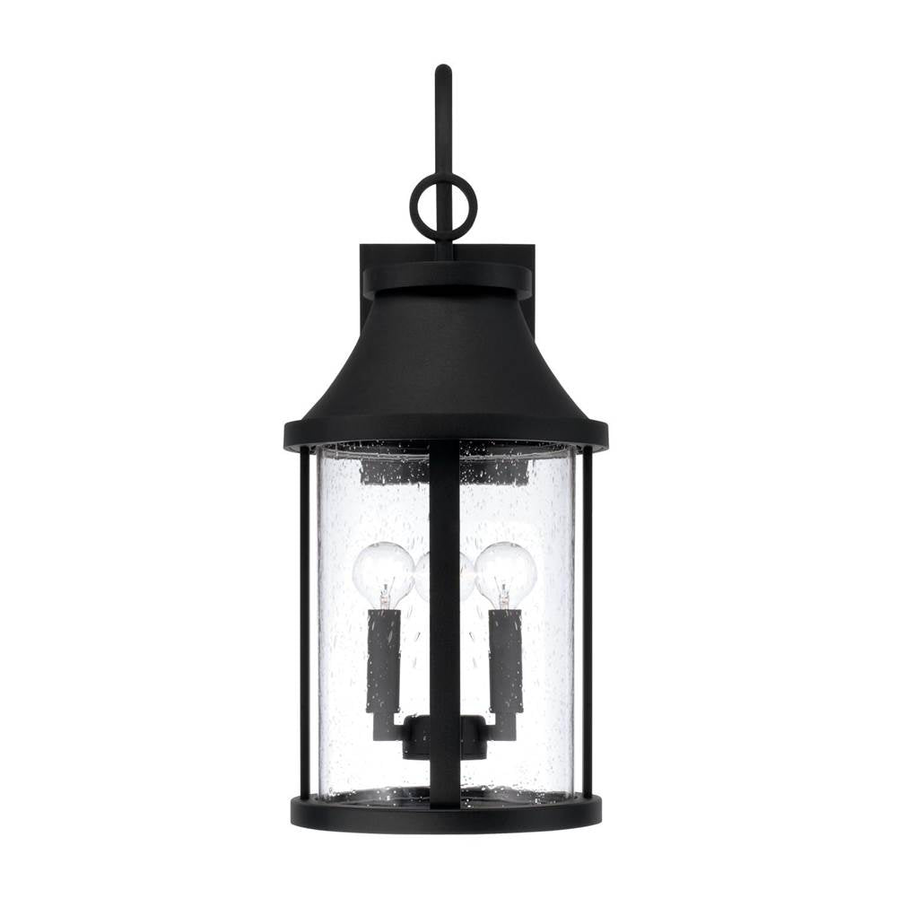 Capital Lighting 953631BK Black 9.75''w X 24.50''h 3-light Outdoor Cylindrical Wall Lantern In Black With Seeded Glass Image 3