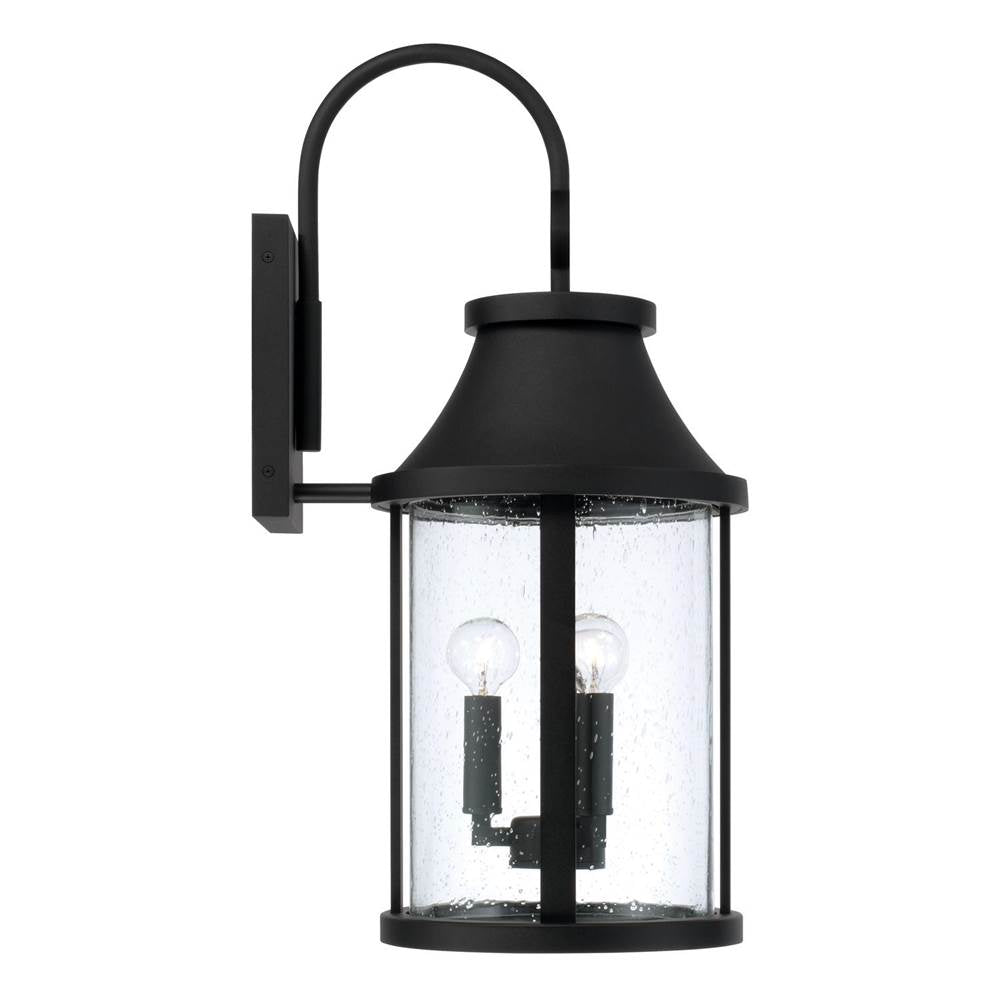 Capital Lighting 953631BK Black 9.75''w X 24.50''h 3-light Outdoor Cylindrical Wall Lantern In Black With Seeded Glass Image 2