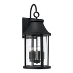 Capital Lighting 953641BK Black 11.50''w X 28''h 4-light Outdoor Cylindrical Wall Lantern In Black With Seeded Glass Image 1