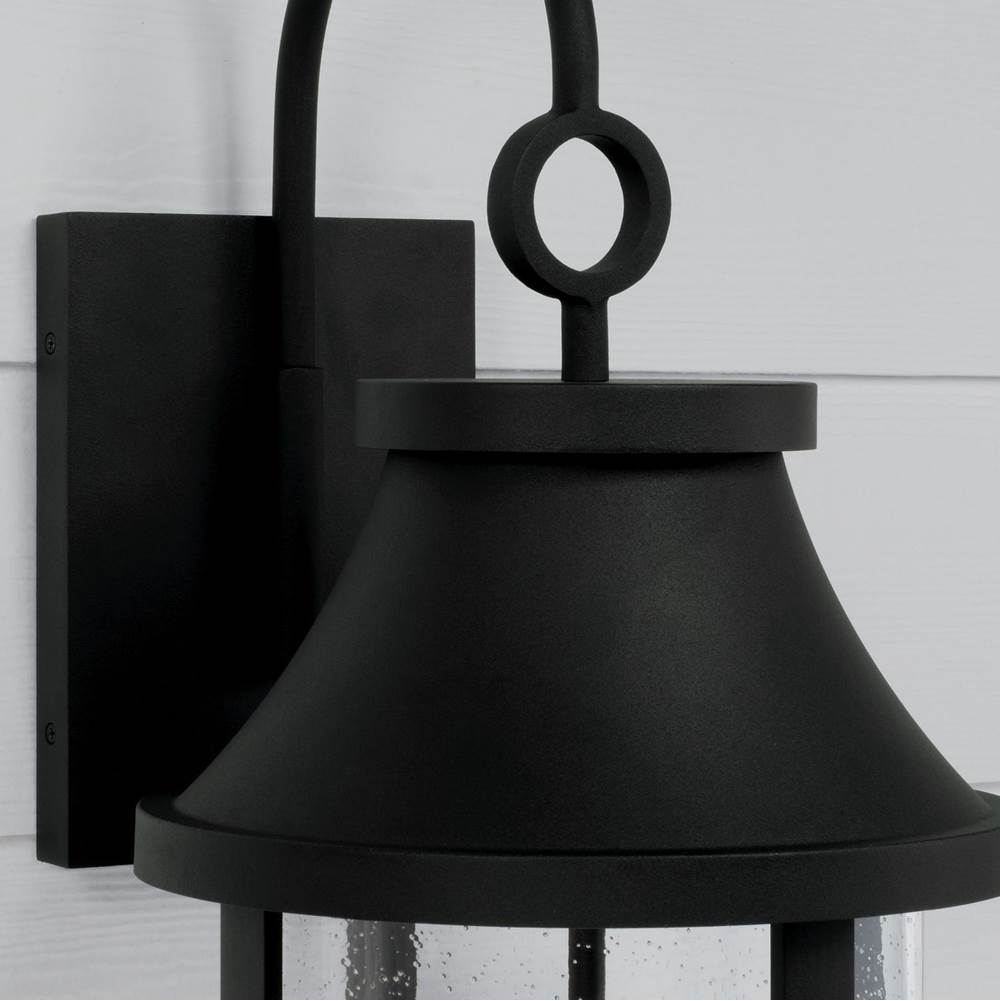Capital Lighting 953641BK Black 11.50''w X 28''h 4-light Outdoor Cylindrical Wall Lantern In Black With Seeded Glass Image 4